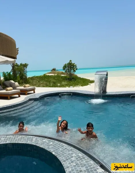  30 عکس رونالدو و همسرش در استخر