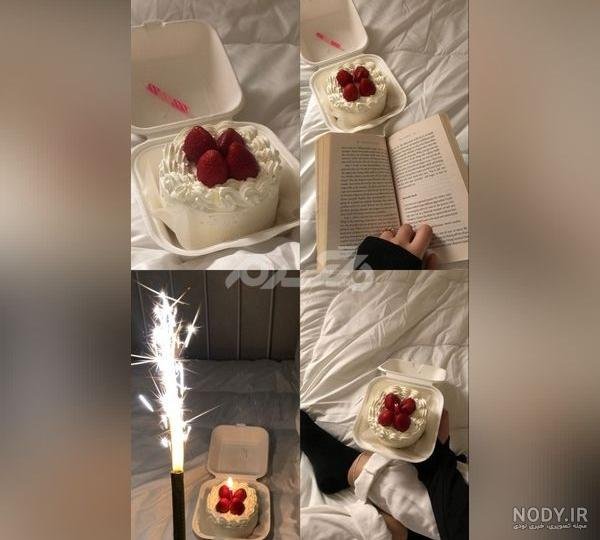 ایده عکس تولد با کروسان در طبیعت