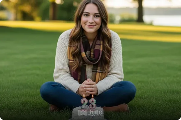 ژست عکس تولد با کیک در فضای باز