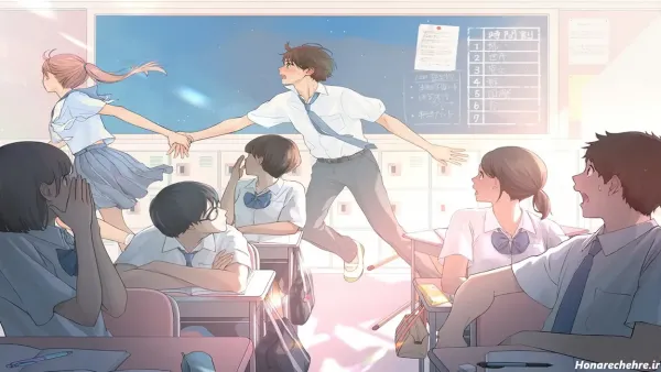  عکس انیمه دخترانه مدرسه ای عاشقانه