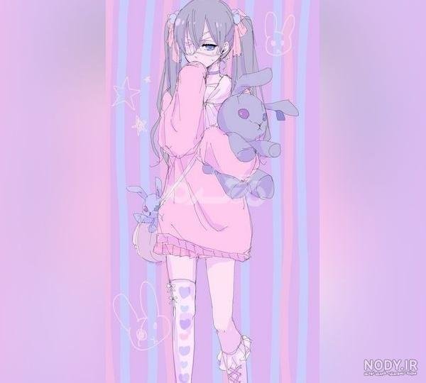  عکس انیمه کیوت صورتی