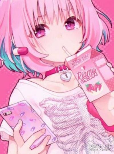  عکس انیمه کیوت صورتی