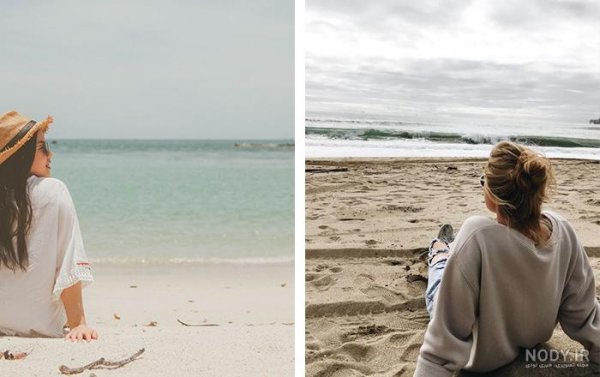  عکس زن در ساحل با مایو