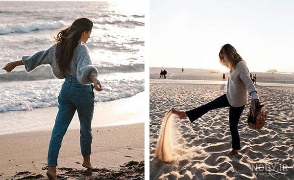  عکس زن در ساحل با مایو