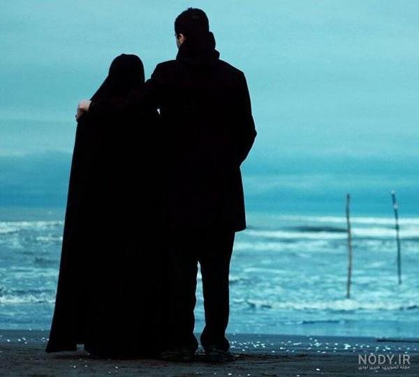  ژست عکس کنار دریا دخترانه با حجاب