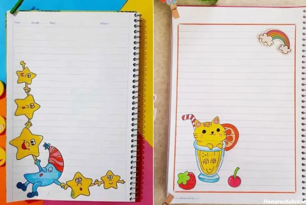 عکس تزیین دفتر مشق دخترانه فانتزی