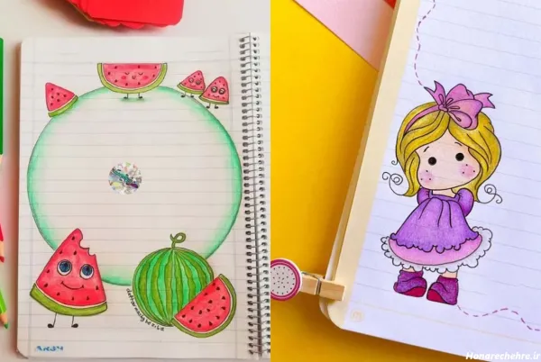  عکس تزیین دفتر مشق دخترانه فانتزی