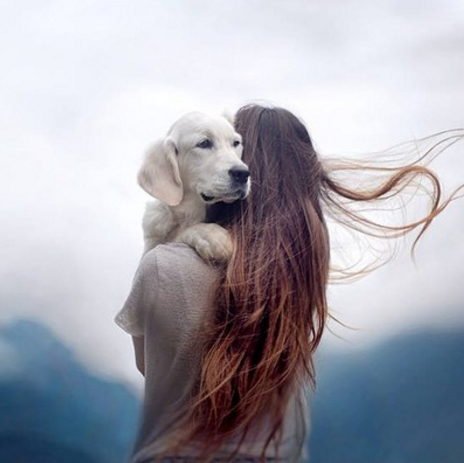  عکس دختر با سگ خفن