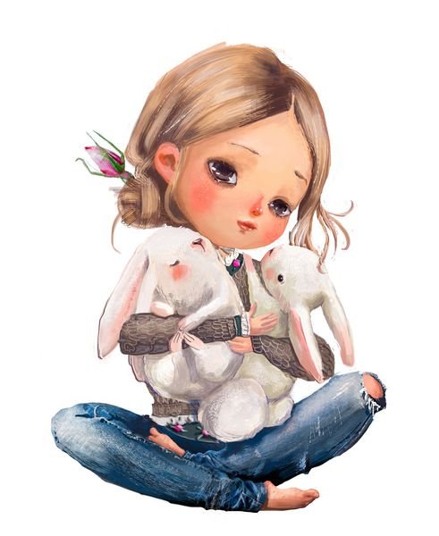  عکس دختر با سگ کارتونی