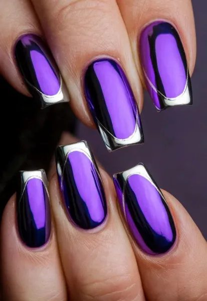 36 عکس طرح ناخن کرومی بنفش