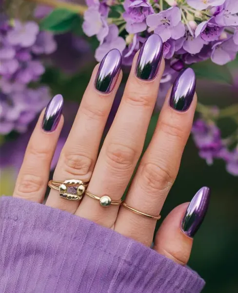  36 عکس طرح ناخن کرومی بنفش