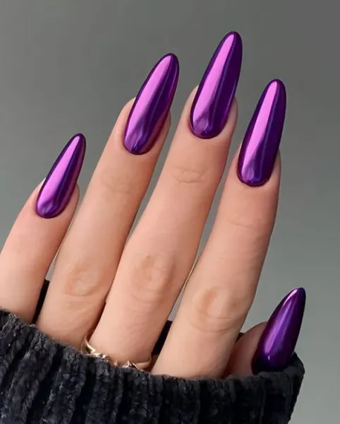  36 عکس طرح ناخن کرومی بنفش