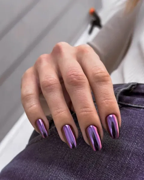  36 عکس طرح ناخن کرومی بنفش