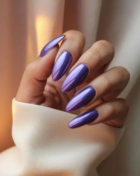  36 عکس طرح ناخن کرومی بنفش