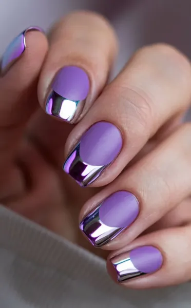  36 عکس طرح ناخن کرومی بنفش