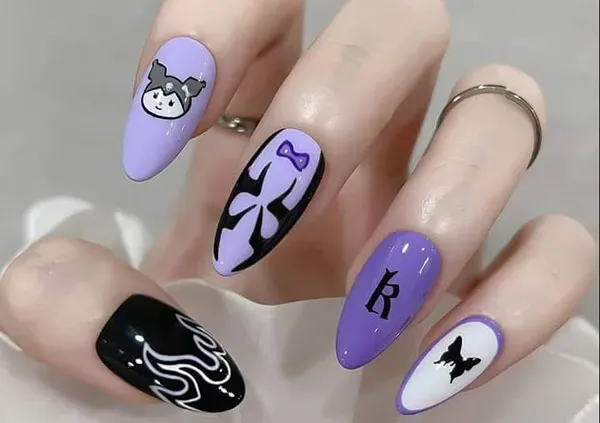 عکس طرح ناخن کرومی و ملودی