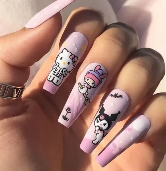  87 عکس طرح ناخن کرومی بنفش بچه گانه