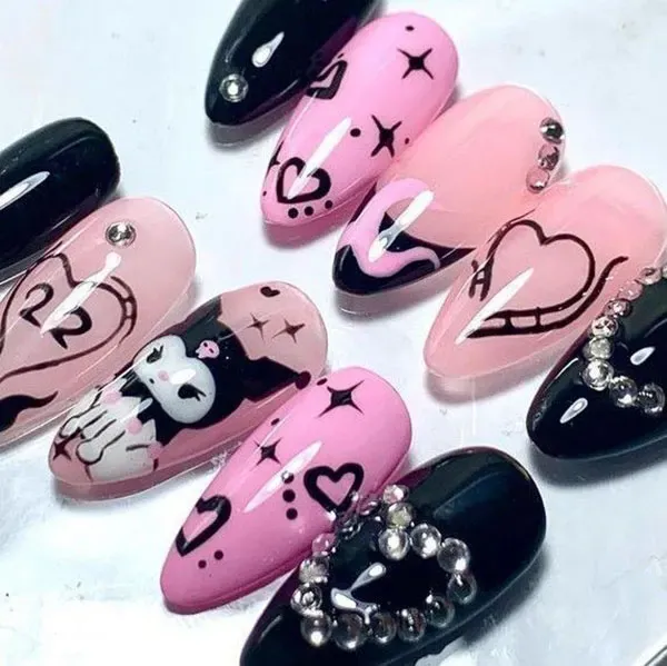  87 عکس طرح ناخن کرومی بنفش بچه گانه