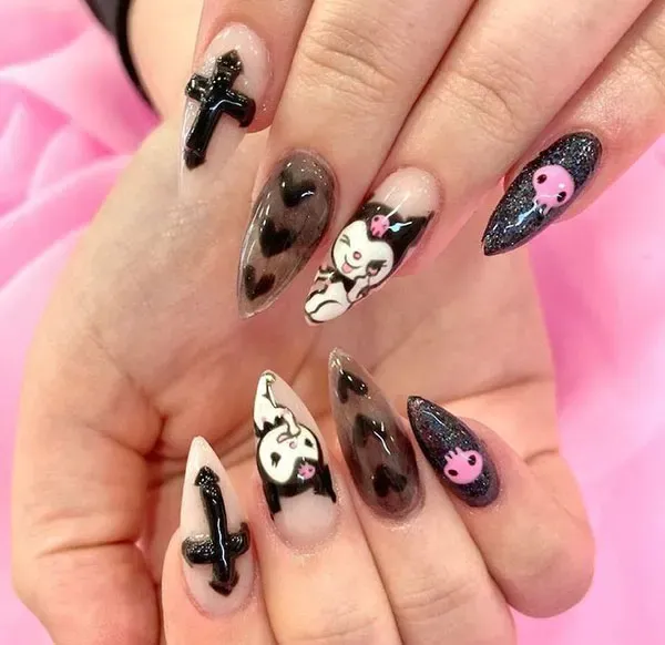  87 عکس طرح ناخن کرومی بنفش بچه گانه