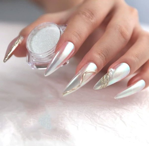  45 مدل ناخن کروم صدفی