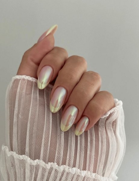  85 عکس مدل ناخن کروم صدفی با پاپیون