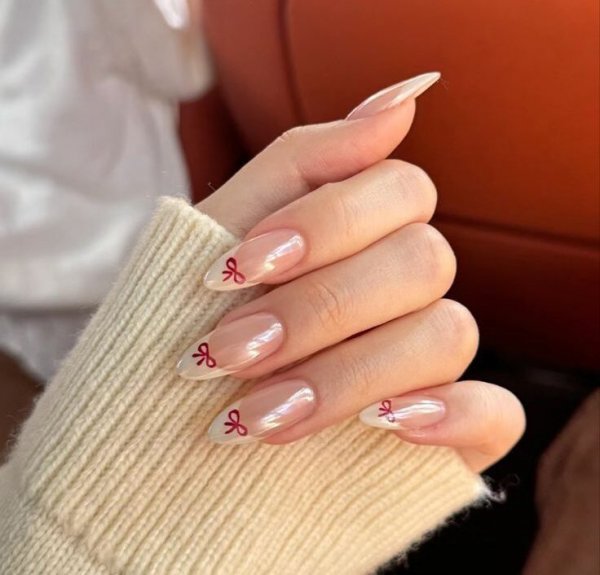  85 عکس مدل ناخن کروم صدفی با پاپیون