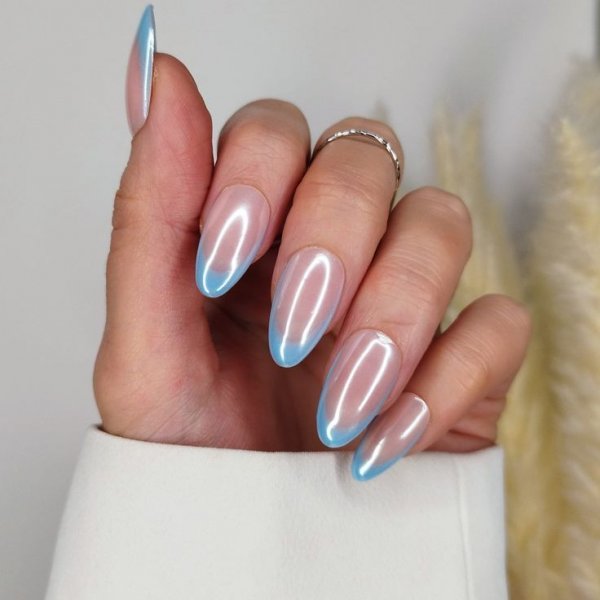  85 عکس مدل ناخن کروم صدفی با پاپیون