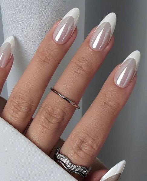  85 عکس مدل ناخن کروم صدفی با پاپیون