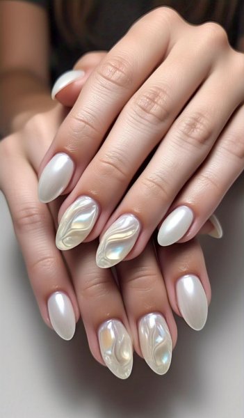  85 عکس مدل ناخن کروم صدفی با پاپیون