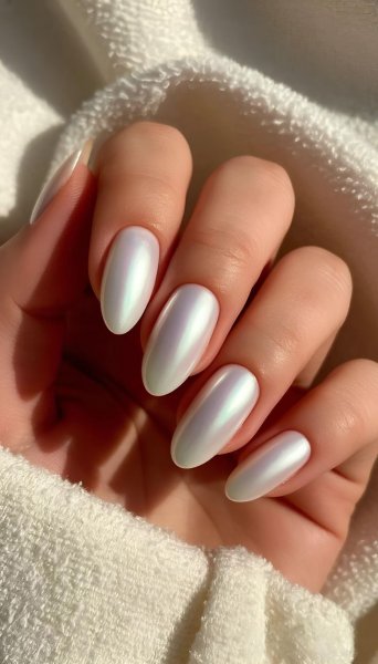  85 عکس مدل ناخن کروم صدفی با پاپیون