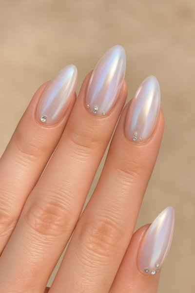  85 عکس مدل ناخن کروم صدفی با پاپیون