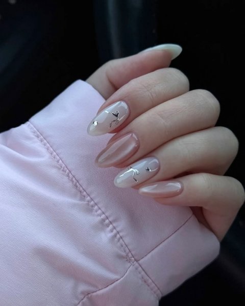  85 عکس مدل ناخن کروم صدفی با پاپیون