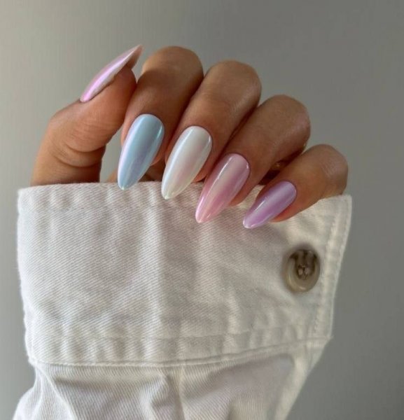  85 عکس مدل ناخن کروم صدفی با پاپیون