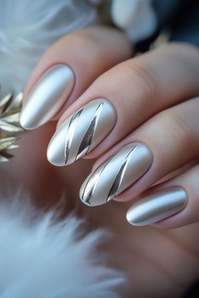  85 عکس مدل ناخن کروم صدفی با پاپیون