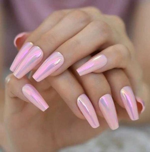  100 عکس مدل ناخن کروم صدفی صورتی