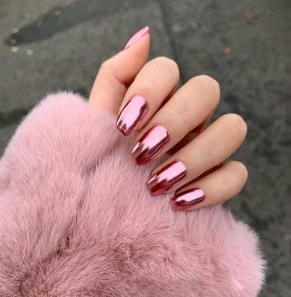  100 عکس مدل ناخن کروم صدفی صورتی