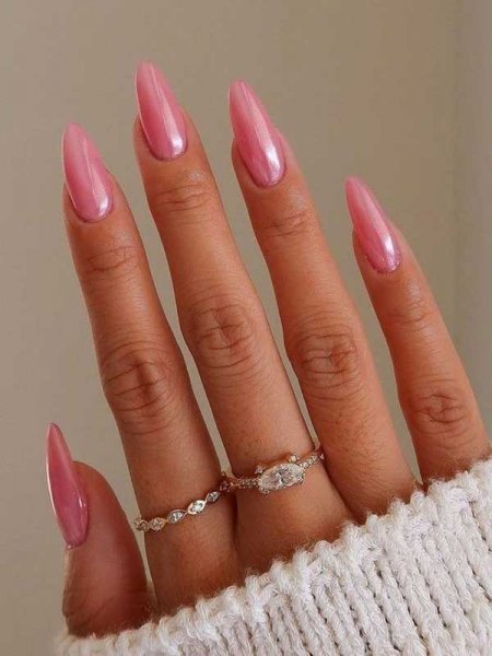  100 عکس مدل ناخن کروم صدفی صورتی