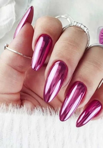  100 عکس مدل ناخن کروم صدفی صورتی