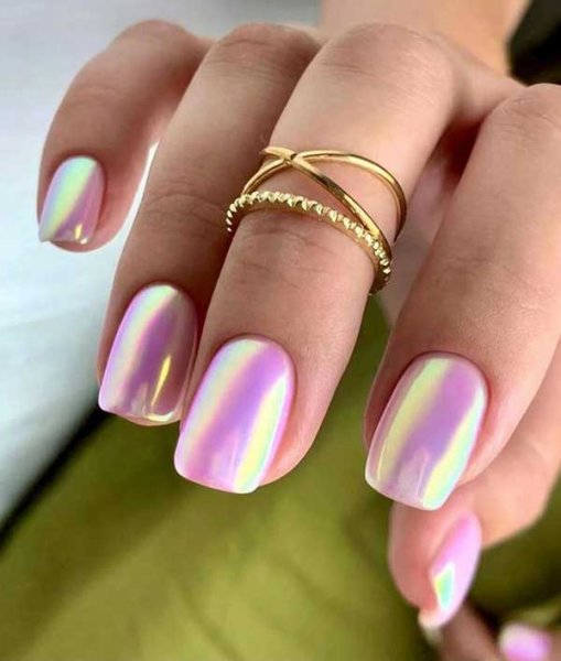  100 عکس مدل ناخن کروم صدفی صورتی