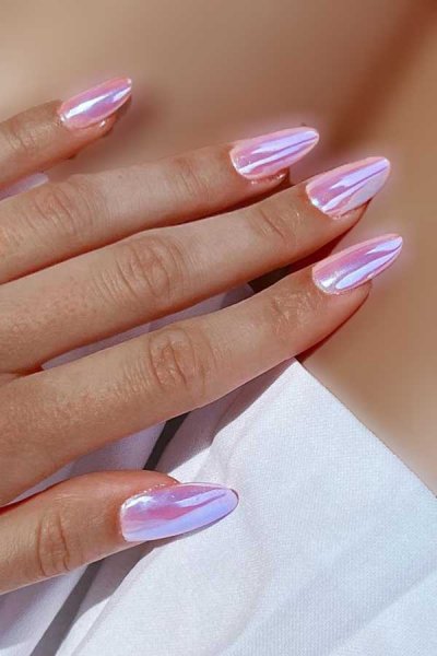  100 عکس مدل ناخن کروم صدفی صورتی