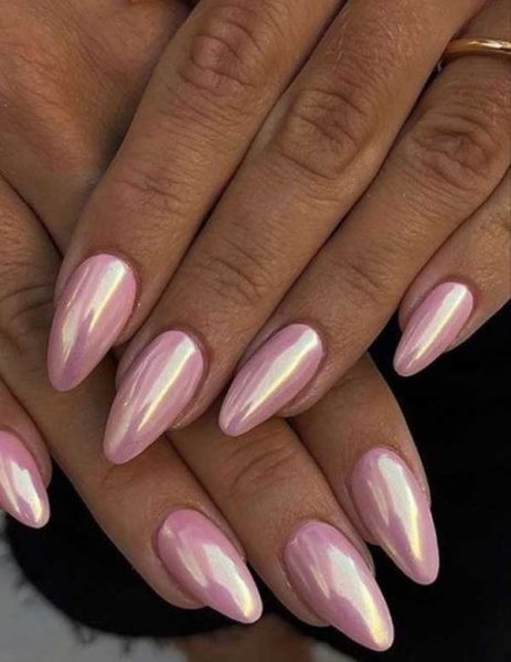  100 عکس مدل ناخن کروم صدفی صورتی