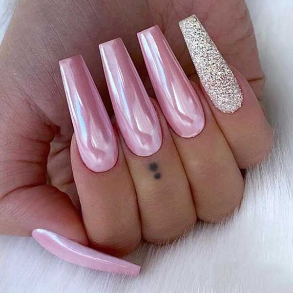  76 عکس مدل ناخن کروم صورتی