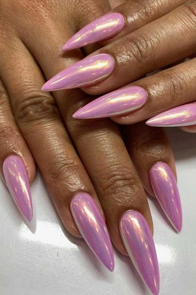  76 عکس مدل ناخن کروم صورتی