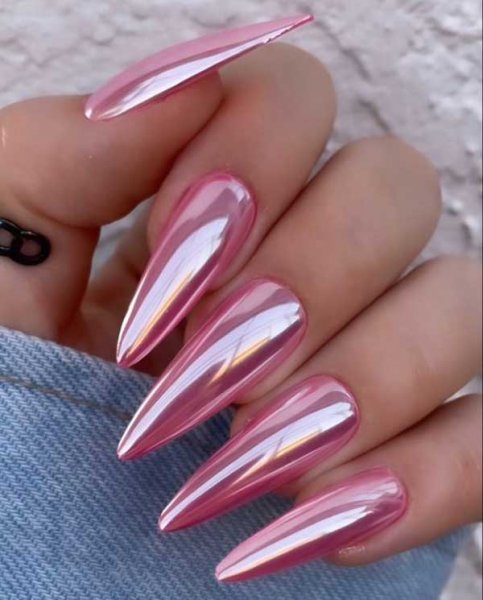  76 عکس مدل ناخن کروم صورتی