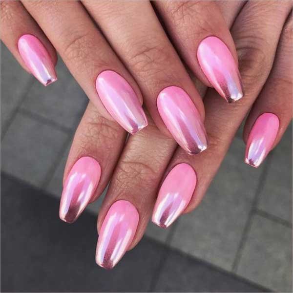  76 عکس مدل ناخن کروم صورتی