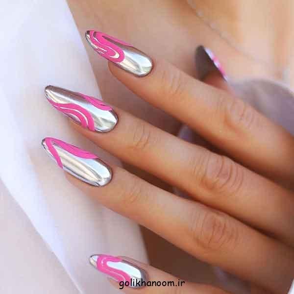  100 مدل ناخن کروم جواهری