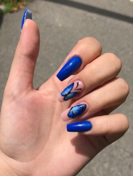  80 عکس طرح ناخن آبی