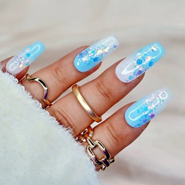  80 عکس طرح ناخن آبی