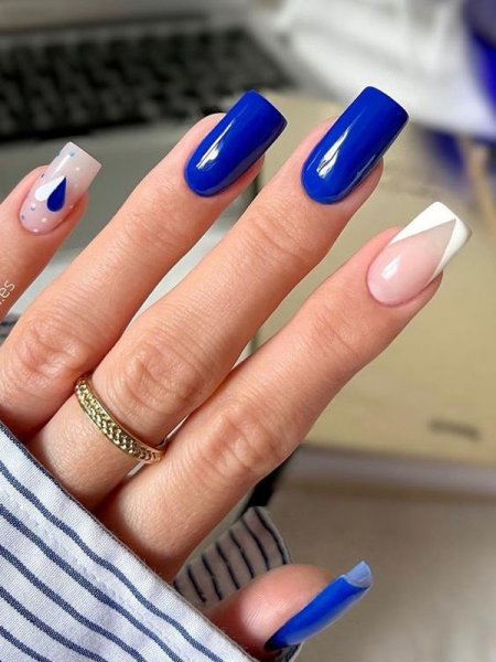  80 عکس طرح ناخن آبی