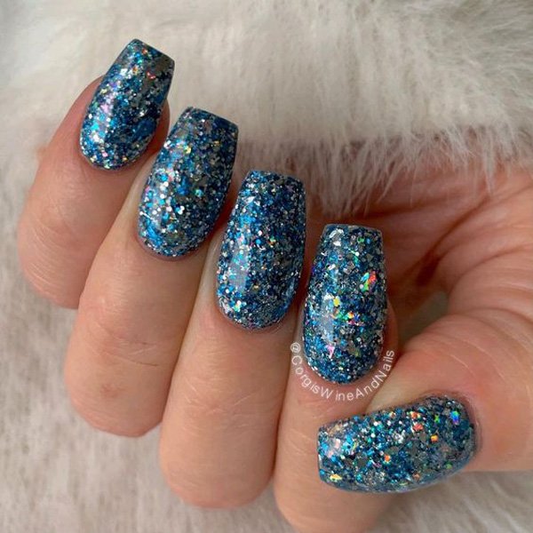  80 عکس طرح ناخن آبی